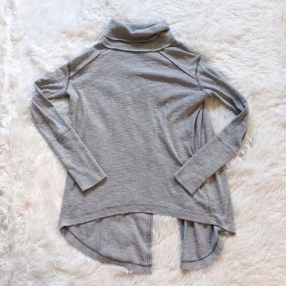 We The Free Knit Turtleneck Top Lagenlook Knit Split Back Gray Size XS - Picture 3 of 7